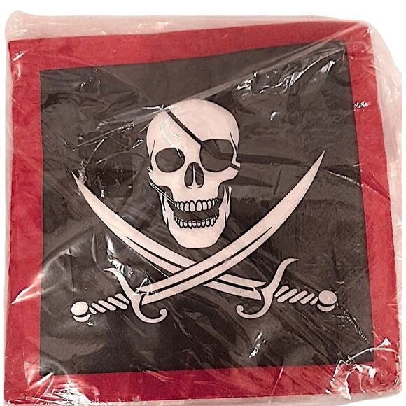 Pirate Skull Paper Napkins 16 Pck Party Scary Halloween Lunch Dinner Funny New - Picture 2 of 5